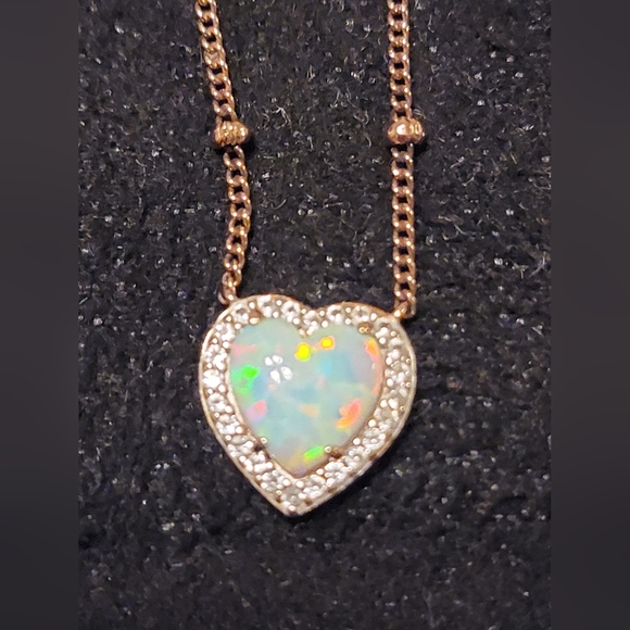 Jewelry - Heart-Shaped Opal Pendant Necklace